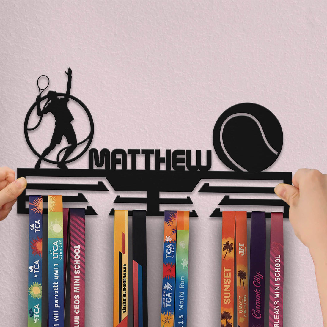 Personalized Tennis Medal Hanger – Stainless Steel Medal Display Rack – Custom Wall Holder for Tennis Awards and Gifts - Champion Hanger