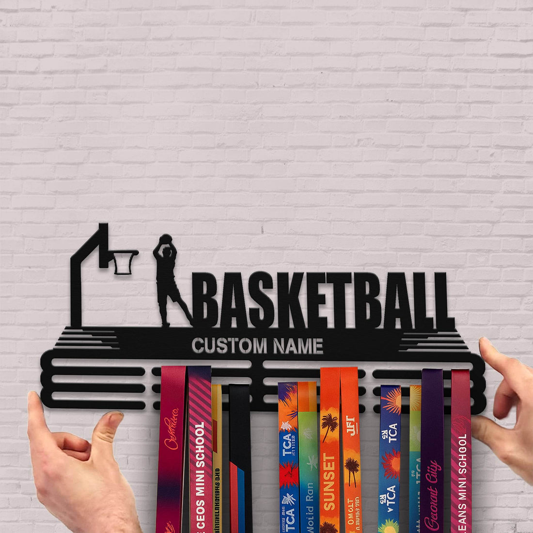 Basketball Medal Hanger – Personalized Metal Medal Holder – Stainless Steel Wall Display Rack for Basketball Awards - Champion Hanger