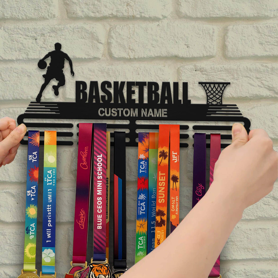 Basketball Player Medal Hanger – Personalized Metal Medal Holder – Stainless Steel Display Rack - Champion Hanger