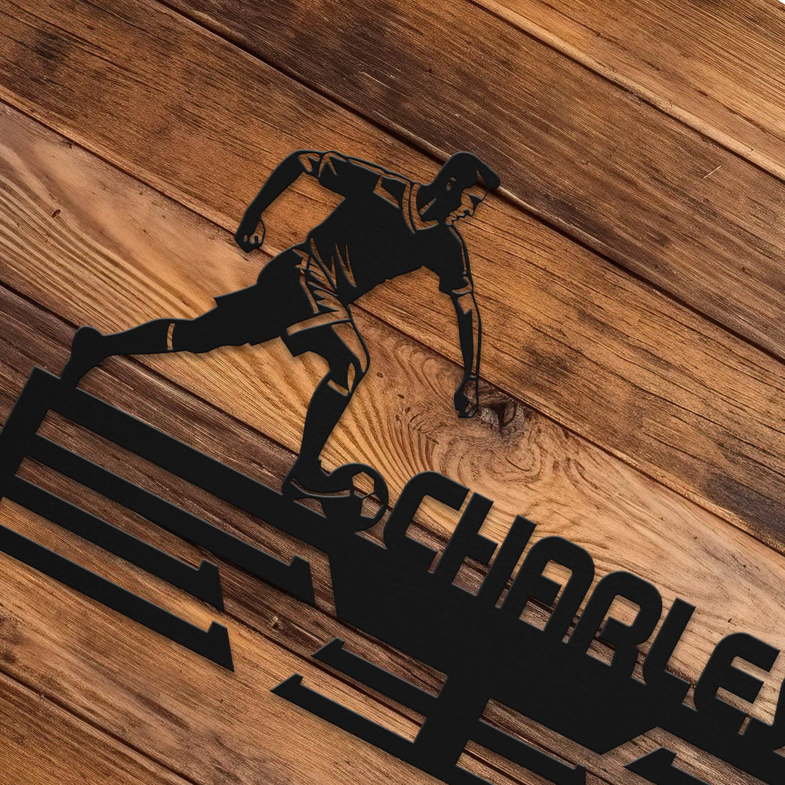 Personalized Soccer Medal Rack – Durable Stainless Steel Wall Display Holder for Medals & Awards - Champion Hanger