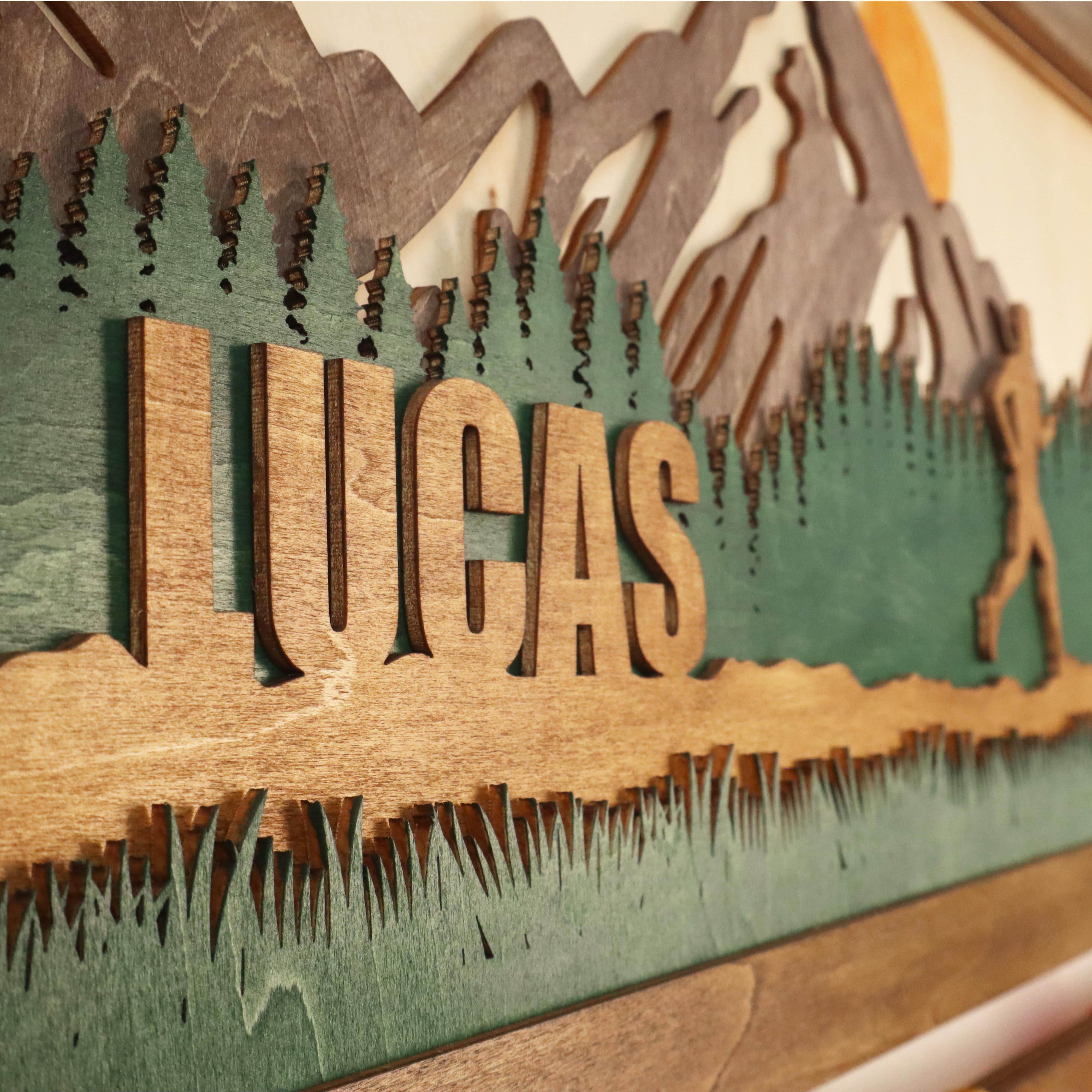 Custom Runner Medal hanger β Wooden Mountain Forest Medal Holder with Name , ChampionHanger running gifts - Champion Hanger