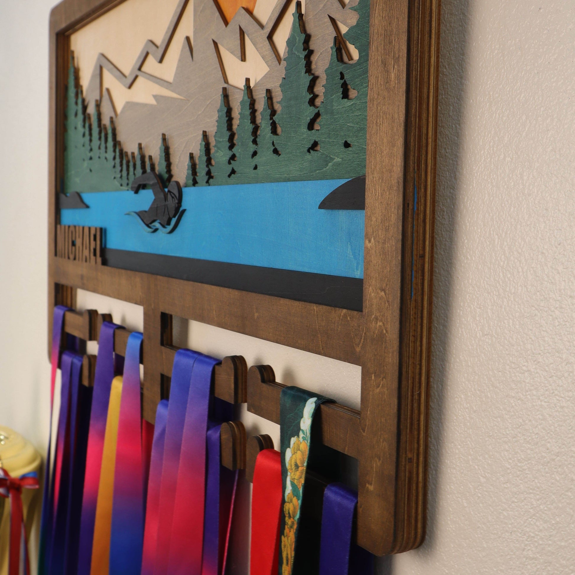 Personalized Swimming Medal Holder β Custom Medal Display Rack for Swimmers β Champion Hanger Gifts - Champion Hanger