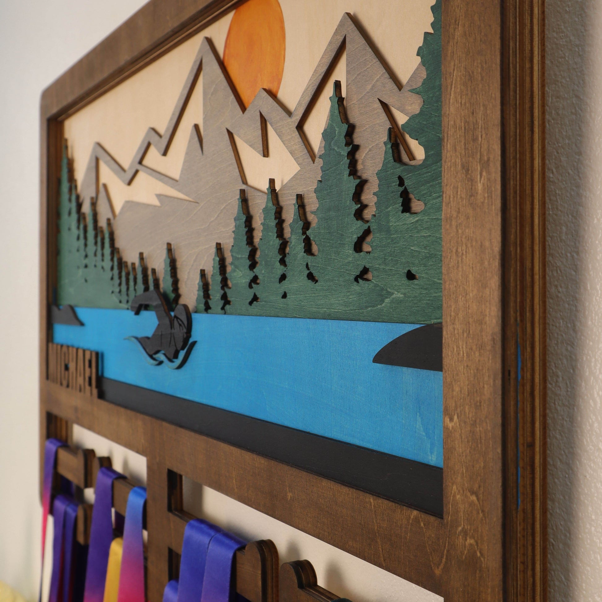 Personalized Swimming Medal Holder β Custom Medal Display Rack for Swimmers β Champion Hanger Gifts - Champion Hanger