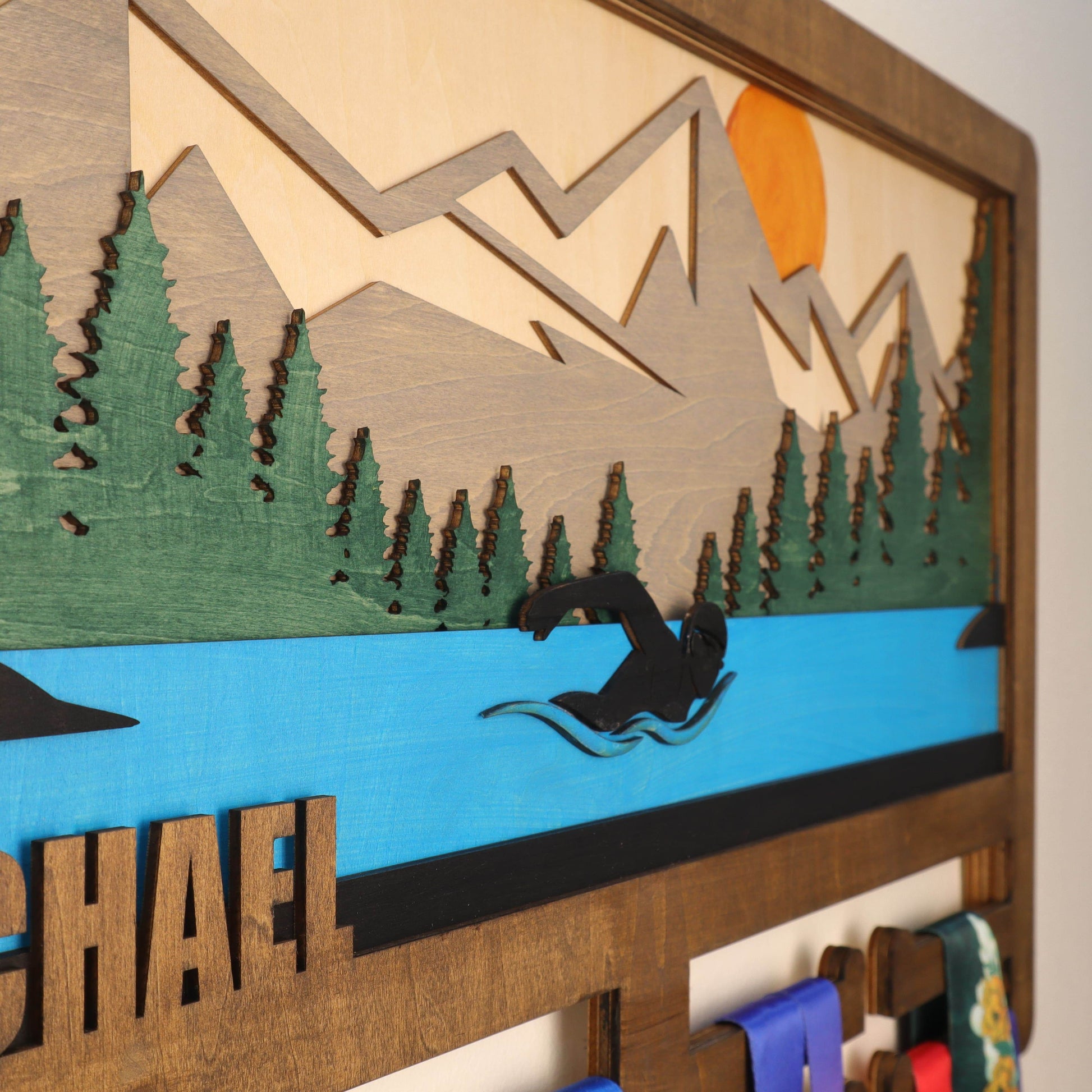 Personalized Swimming Medal Holder β Custom Medal Display Rack for Swimmers β Champion Hanger Gifts - Champion Hanger