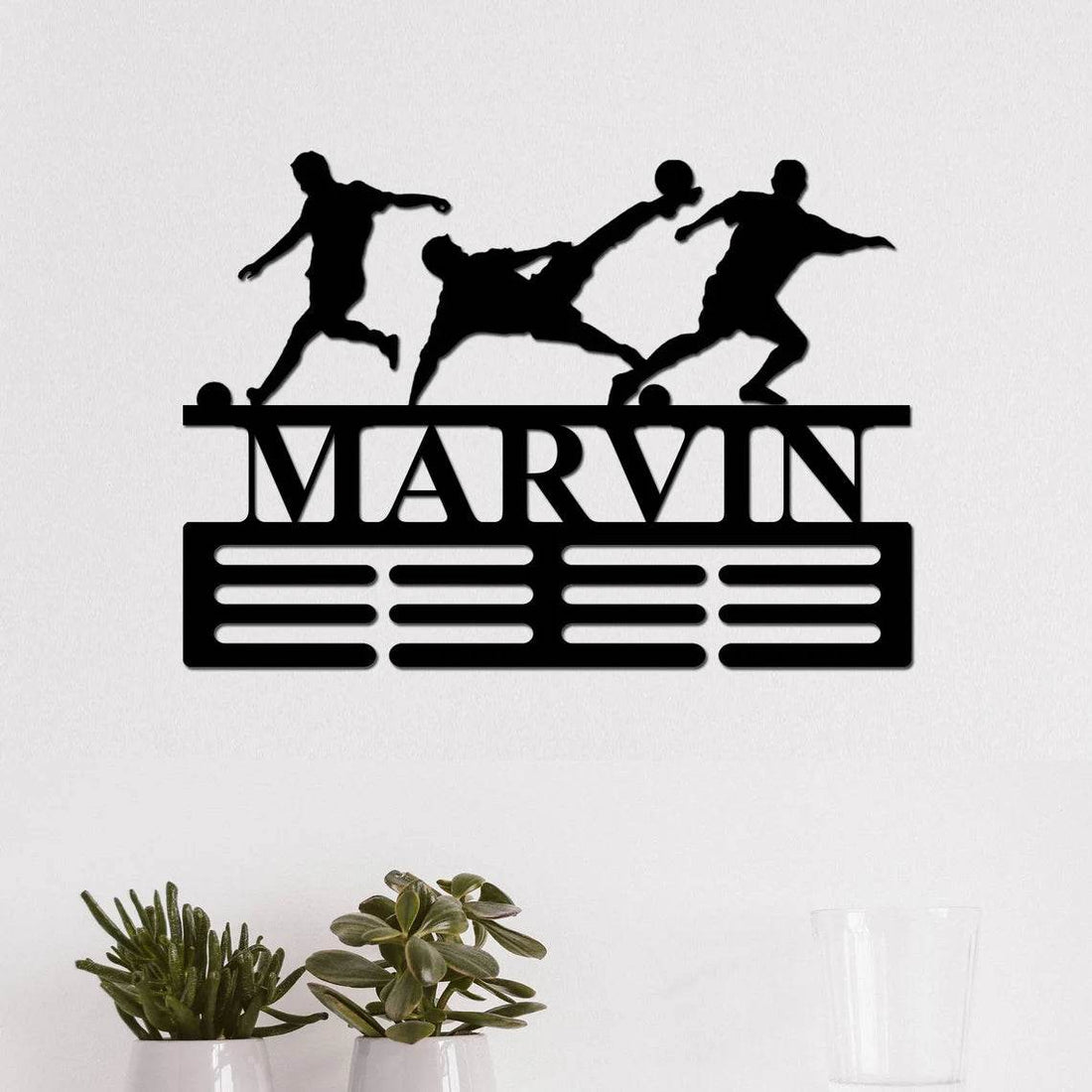 Custom Soccer Medal Hanger for Kids & Players, Personalized Display Rack with Name - Champion Hanger