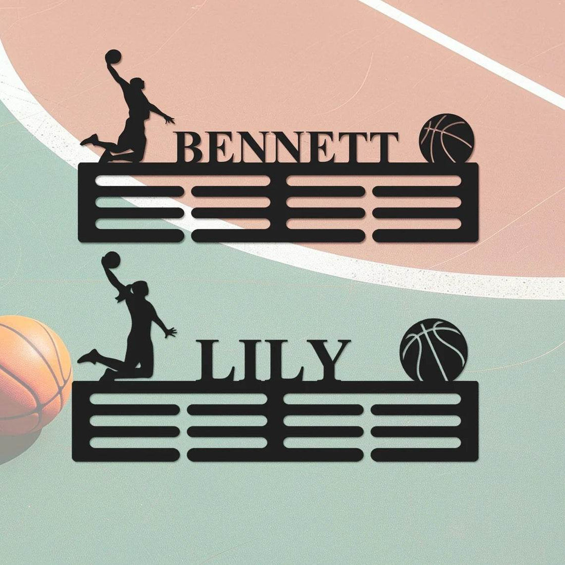 Personalized Basketball Medal Rack, Custom Hanger for Medals, Custom Basketball Gift - Champion Hanger