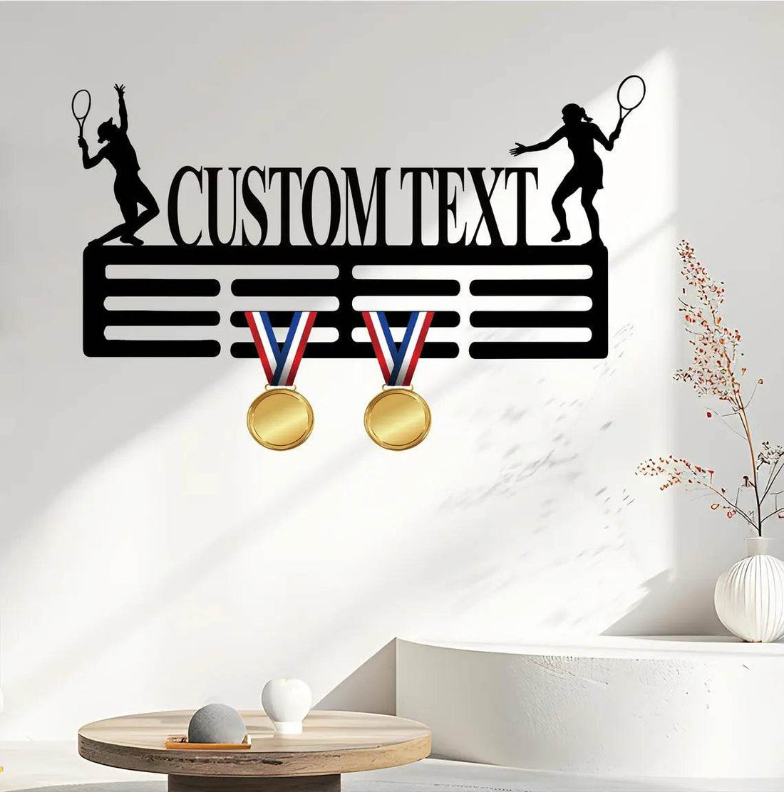 Custom Tennis Medal Rack for Friend, Personalized Display with Name, Perfect for Awards & Ribbons - Champion Hanger
