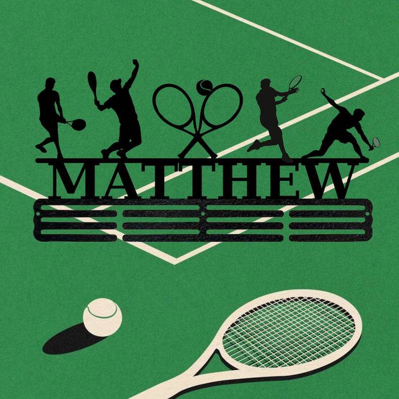 Custom Tennis Medal Hanger, Personalized Tennis Medal Holder, Tennis Medal Display Rack, Custom Metal Wall Hanger - Champion Hanger