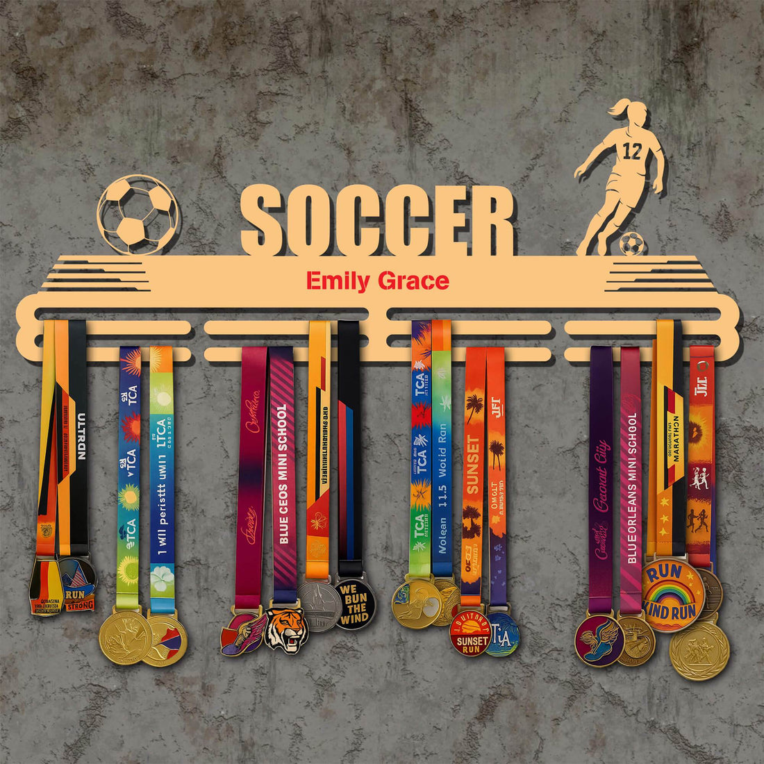 Soccer Player Medal Hanger - Metal Hanger for Soccer Awards – Stainless Steel Display Rack - Champion Hanger