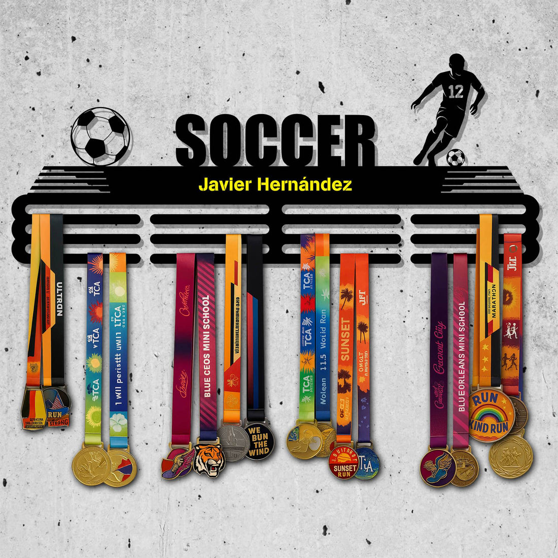 Soccer Player Medal Hanger - Metal Hanger for Soccer Awards – Stainless Steel Display Rack - Champion Hanger