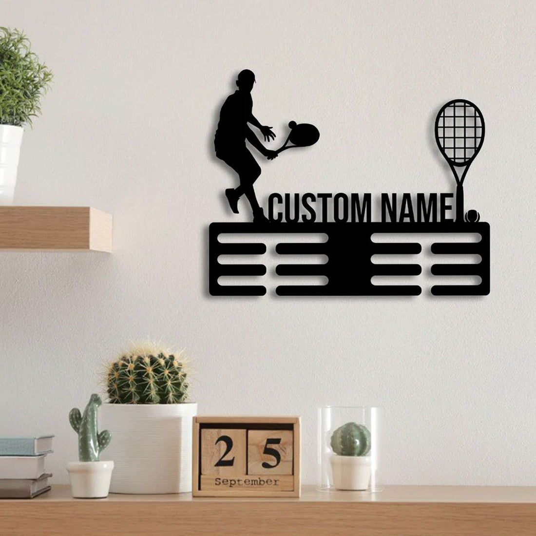 Custom Tennis Medal Hanger, Personalized Tennis Medal Holder, Tennis Medal Display Rack, Custom Metal Wall Hanger - Champion Hanger