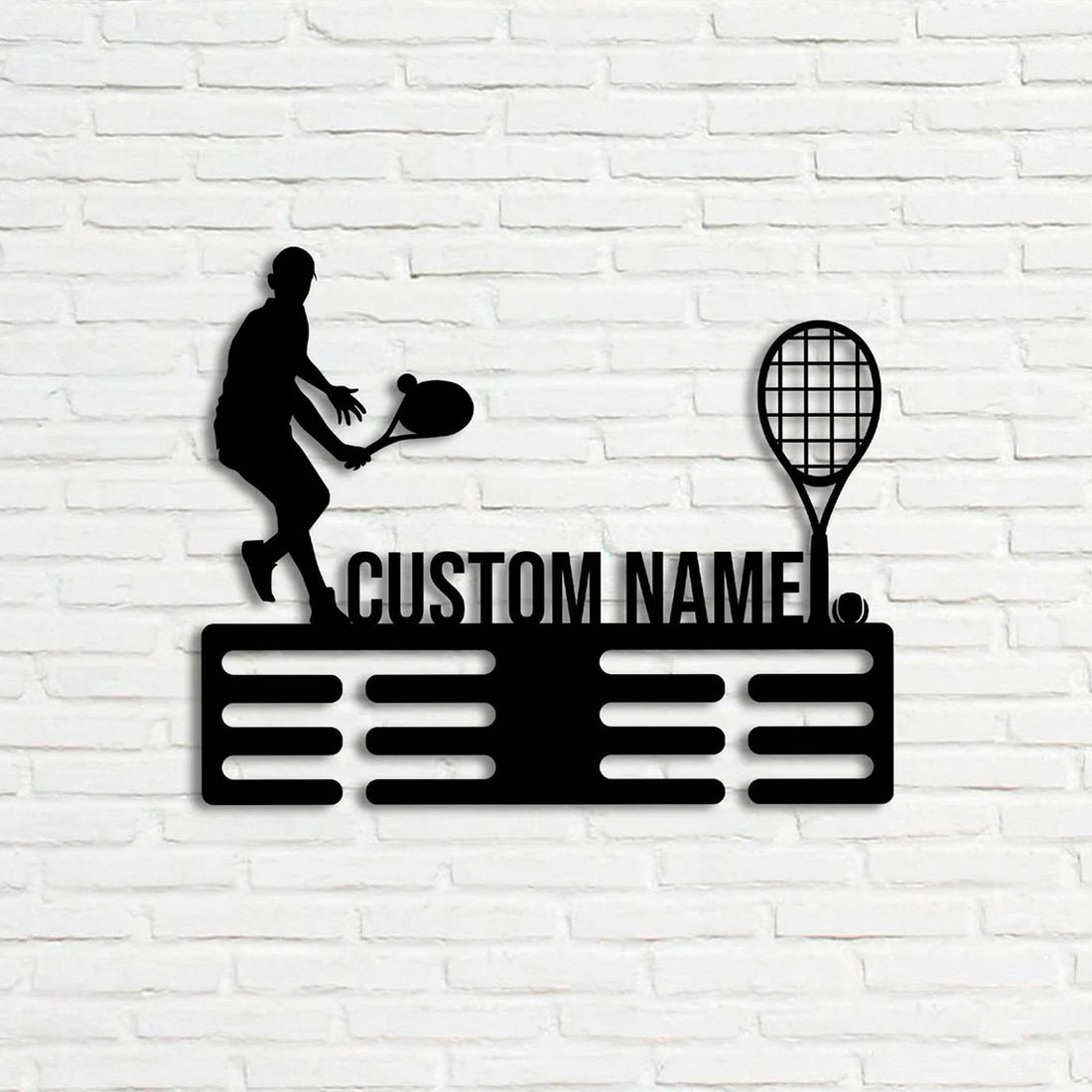 Custom Tennis Medal Hanger, Personalized Tennis Medal Holder, Tennis Medal Display Rack, Custom Metal Wall Hanger - Champion Hanger