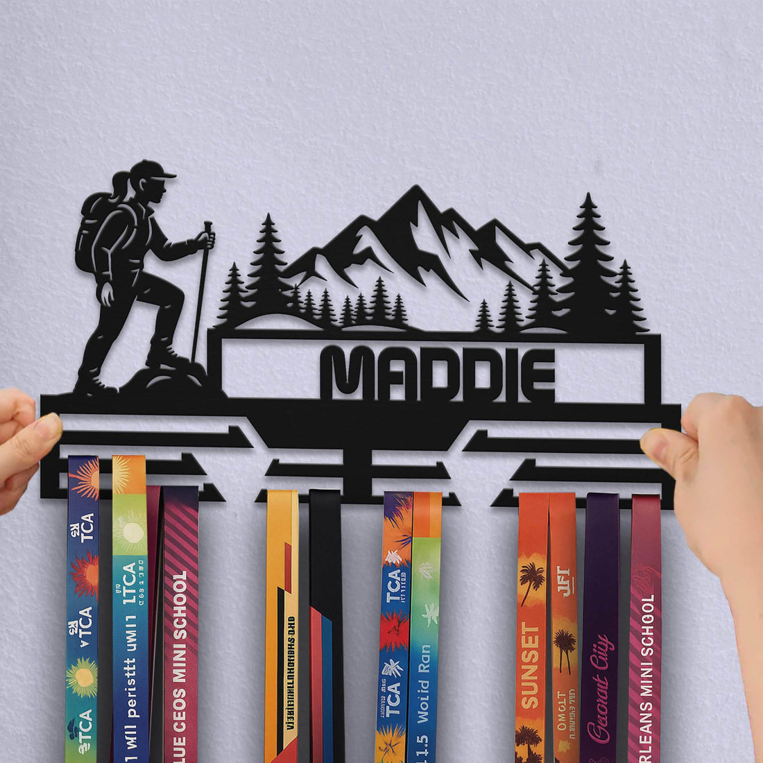 Personalized Hiking Medal Hanger – Stainless Steel Medal Display Rack – Custom Medal Holder for Hikers and Outdoor Awards - Champion Hanger