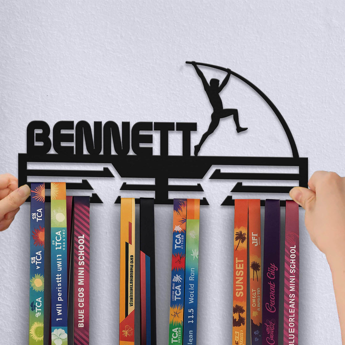 Custom Pole Vault Medal Display – Stainless Steel Medal Hanger for Pole Vaulting Athletes - Champion Hanger