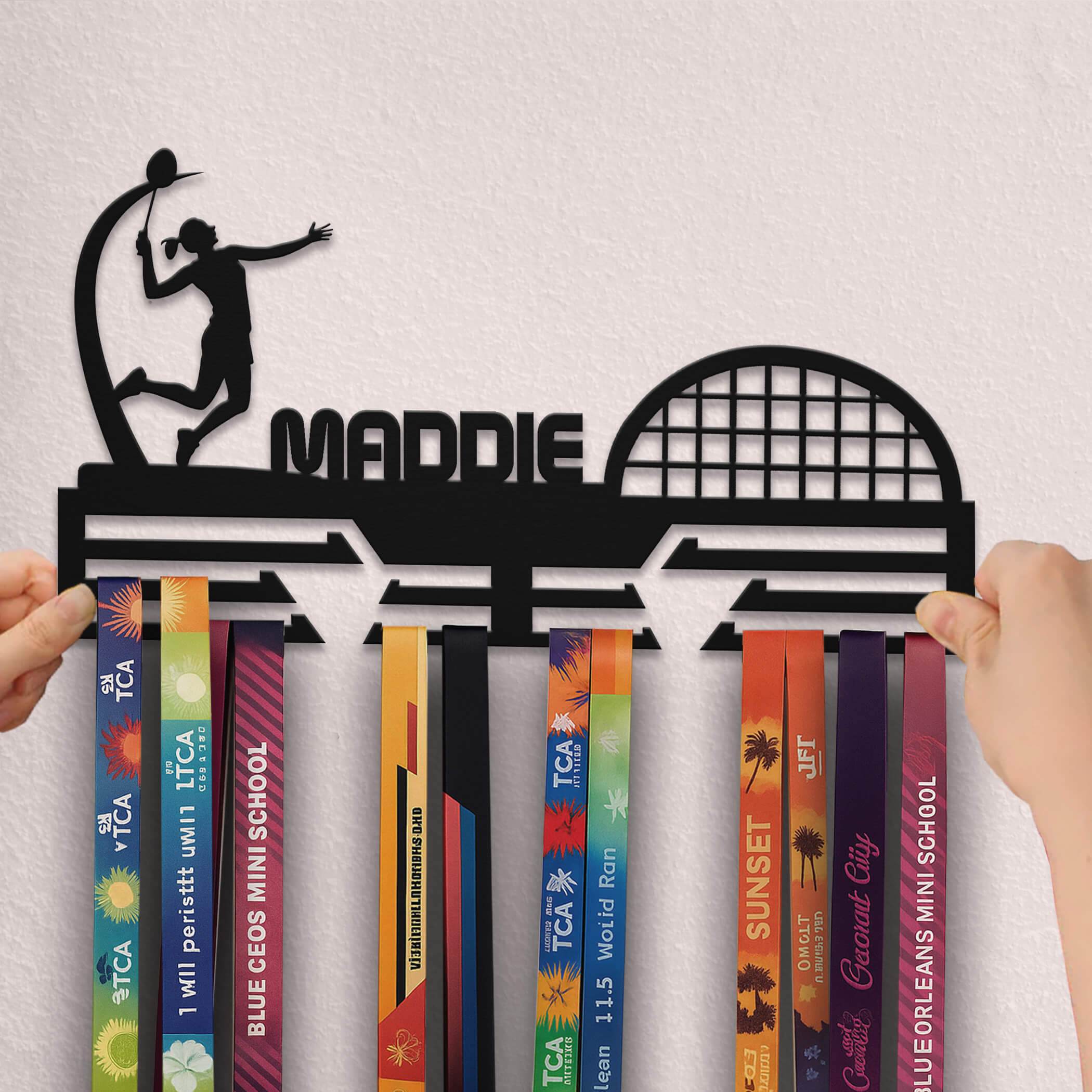Personalized Stainless Steel Badminton Medal Hanger – Custom Metal Medal Display Rack – Badminton Award Holder & Sports Gift - Champion Hanger