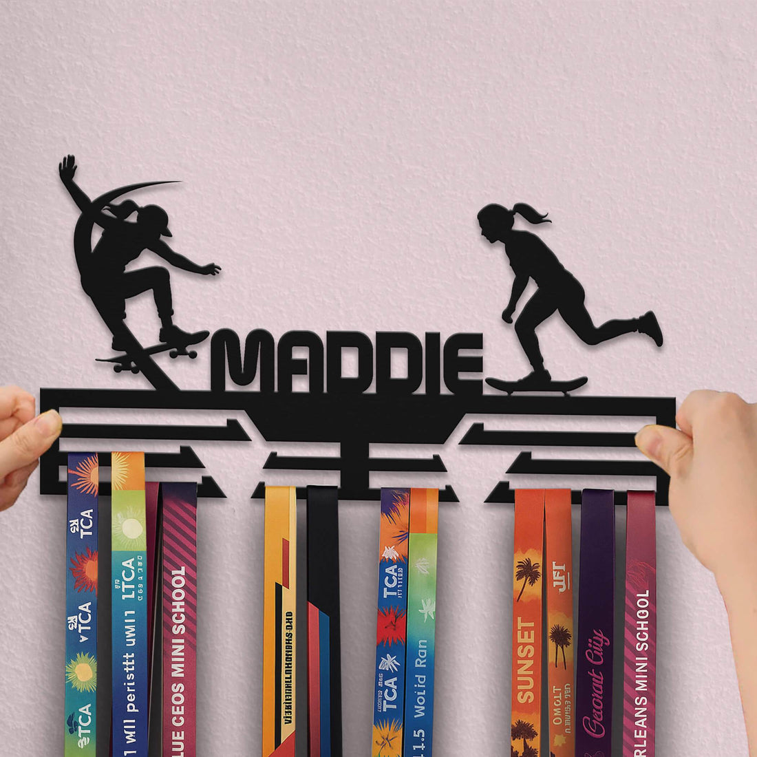 Personalized Skateboarding Medal Rack – Custom Stainless Steel Medal Display for Skater Gifts - Champion Hanger
