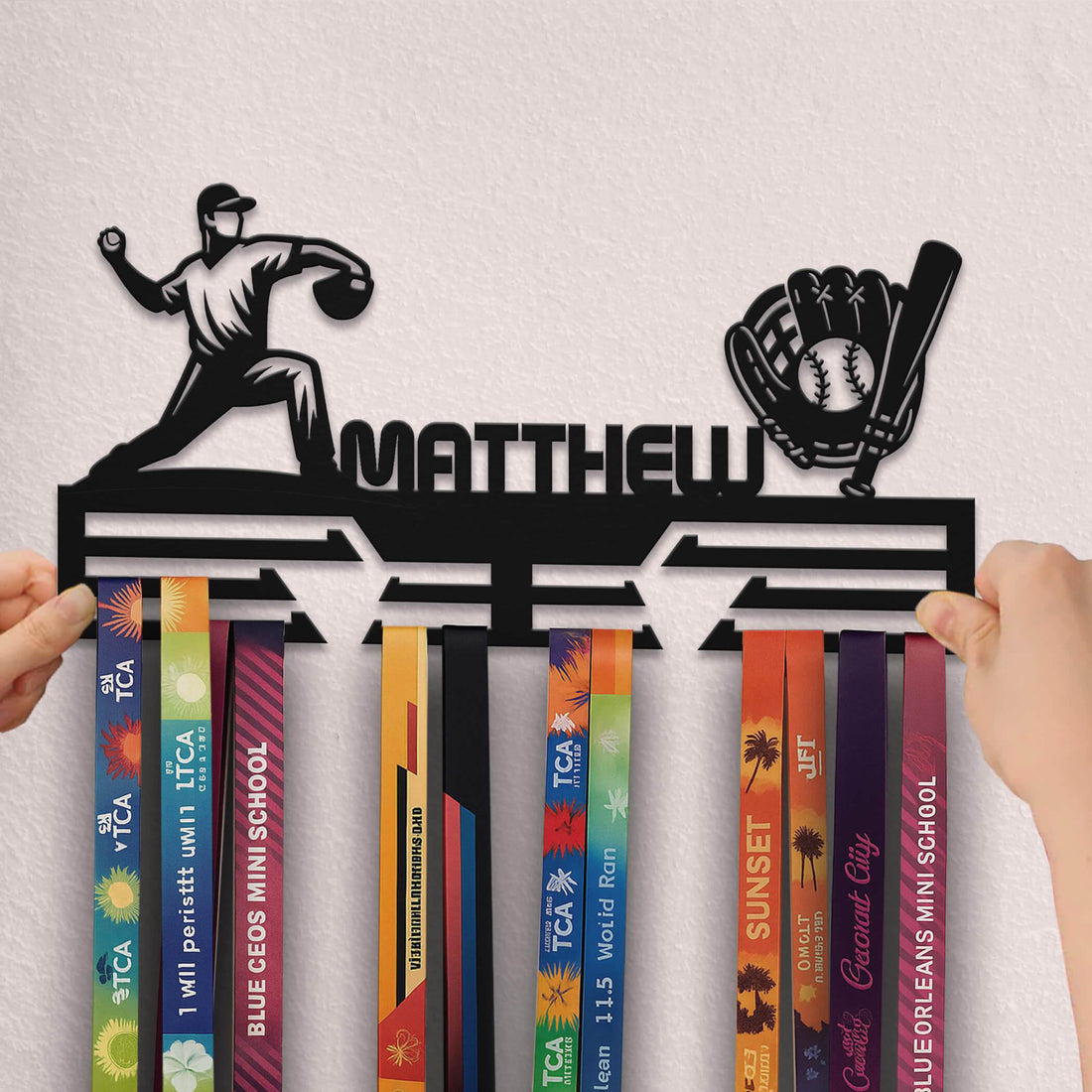 Personalized Baseball Medal Hanger – Stainless Steel Medal Display Rack – Custom Wall Holder for Baseball Awards and Gifts - Champion Hanger