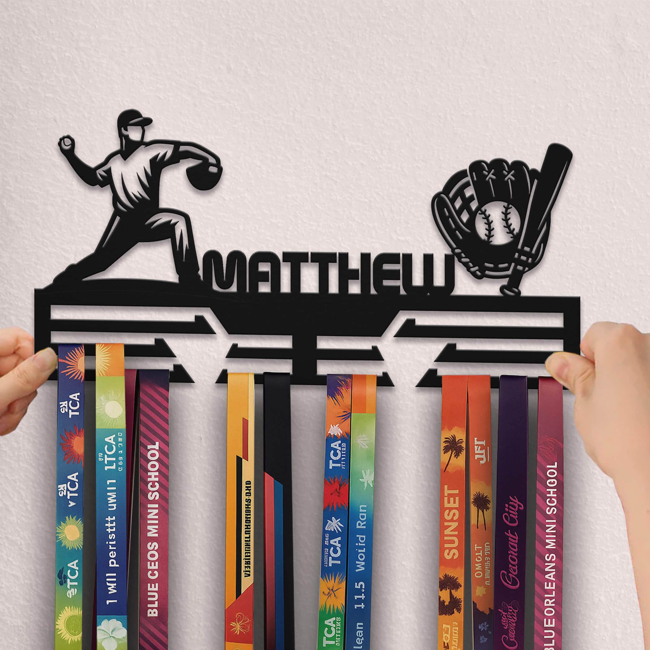 Personalized Baseball Medal Hanger – Stainless Steel Medal Display Rack – Custom Wall Holder for Baseball Awards and Gifts - Champion Hanger