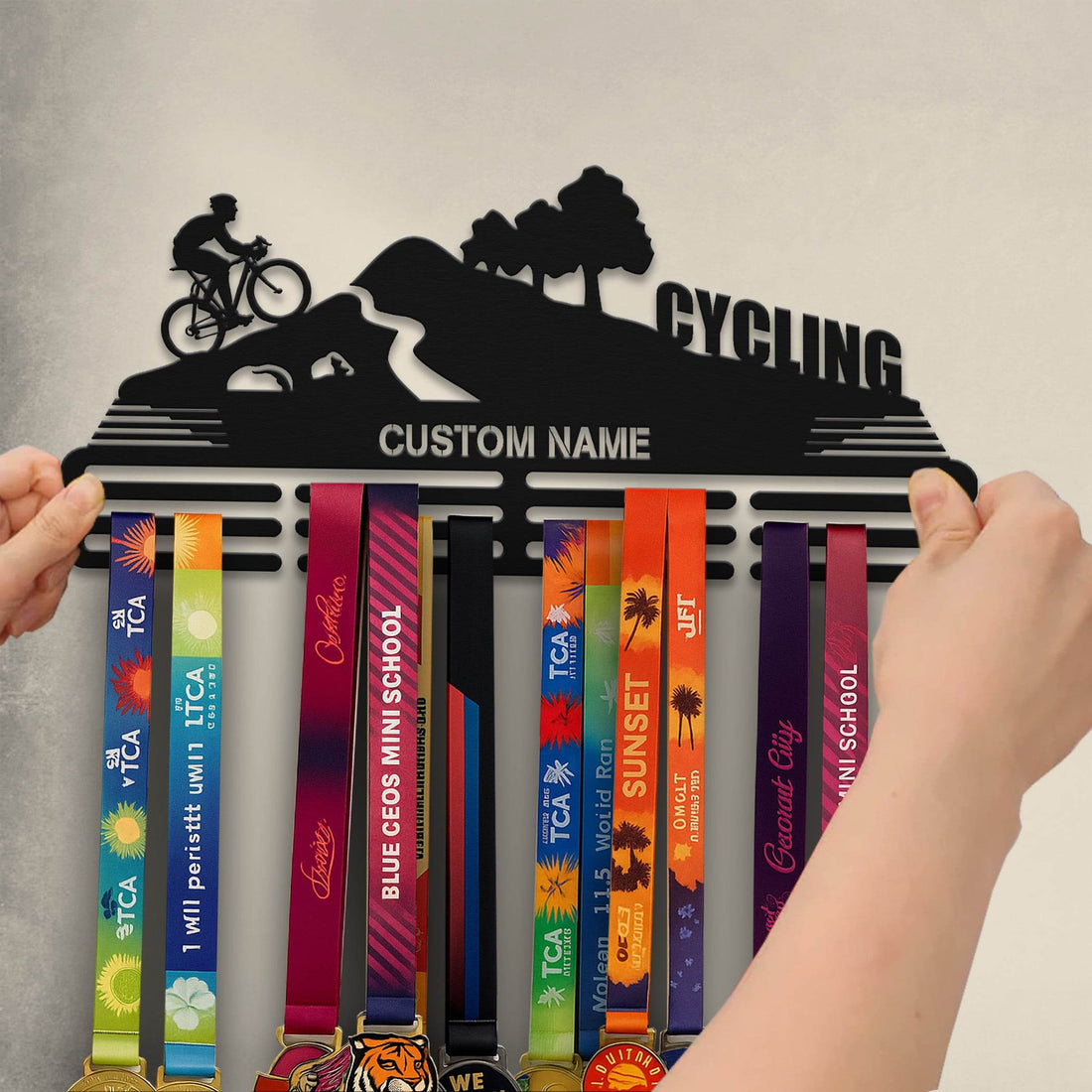 Cycling Medal Hanger – Personalized Metal Medal Holder – Stainless Steel Display Rack for Cycling Awards - Champion Hanger