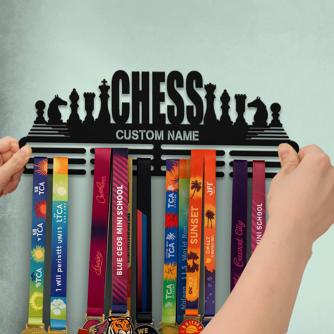 Chess Medal Hanger – Personalized Metal Medal Holder – Stainless Steel Display Rack for Chess Awards - Champion Hanger