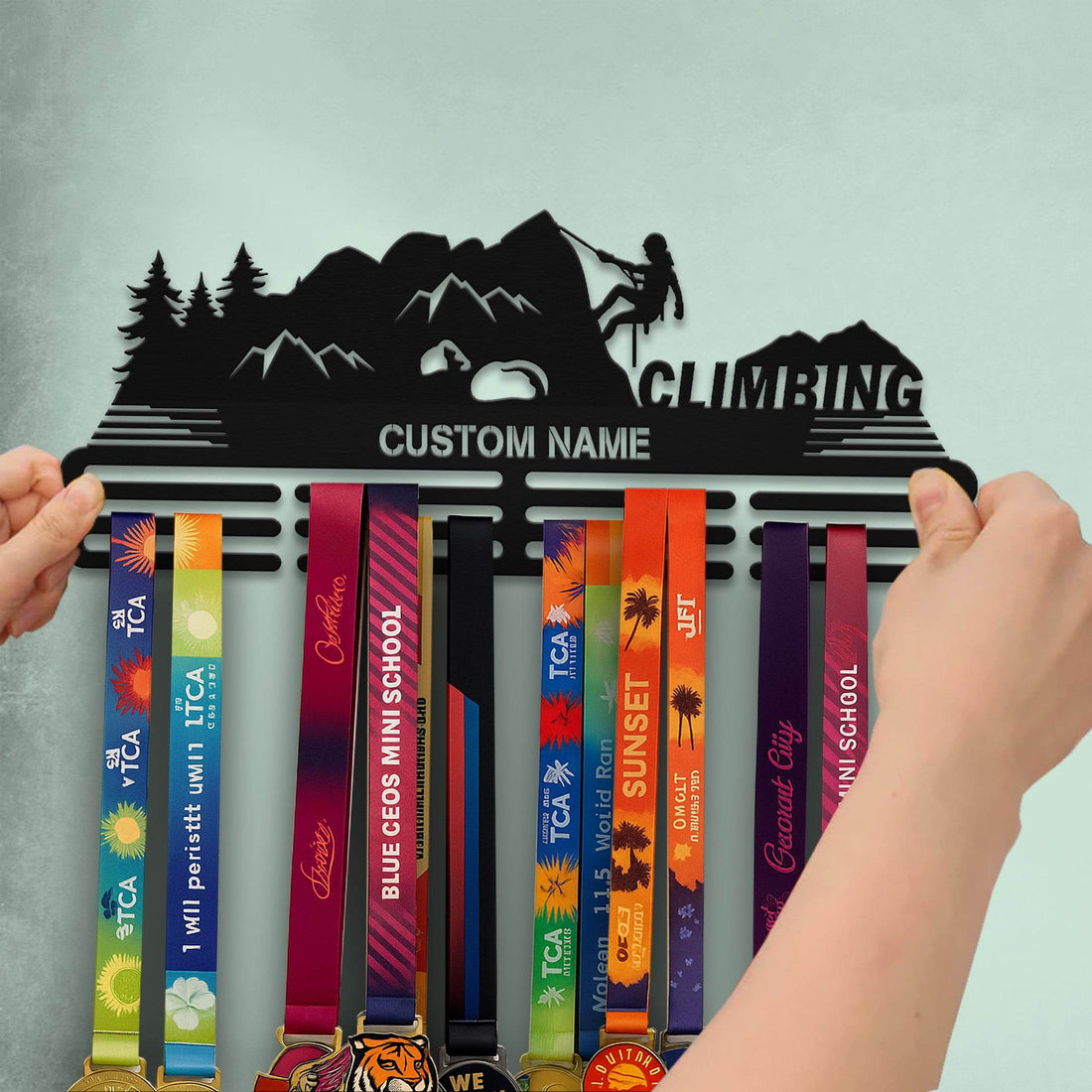 Climbing Medal Hanger – Personalized Metal Medal Holder – Stainless Steel Wall Display Rack - Champion Hanger