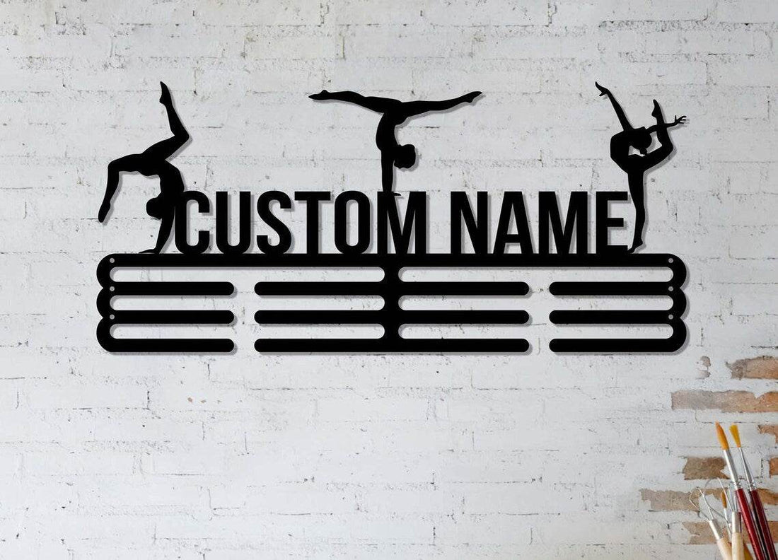 Personalized Gymnastics Medal Holder – Custom Wall Rack for Displaying Gymnast Awards and Medals - Champion Hanger