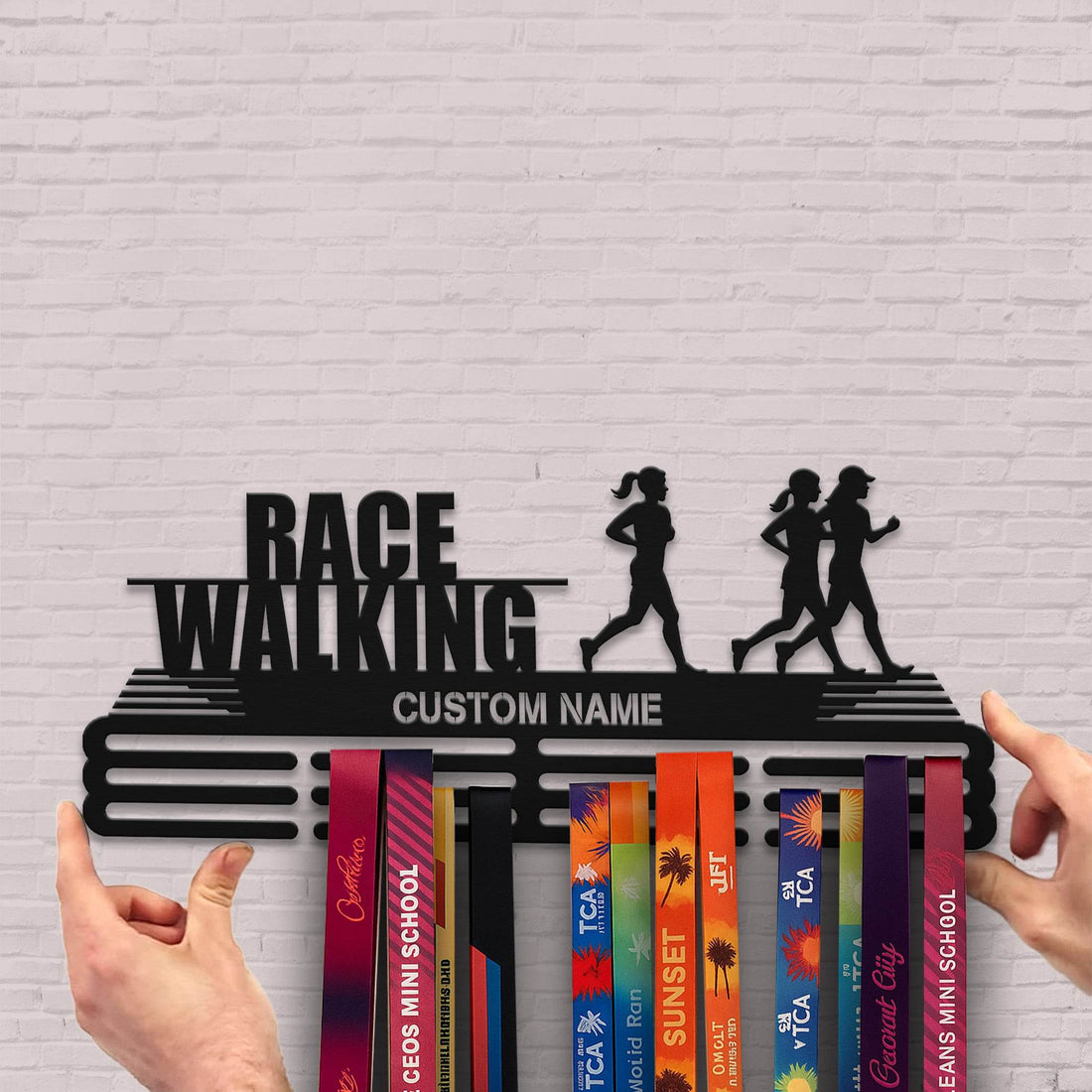 Race Walking Medal Hanger – Personalized Metal Medal Holder – Stainless Steel Display Rack for Race Walking Awards - Champion Hanger