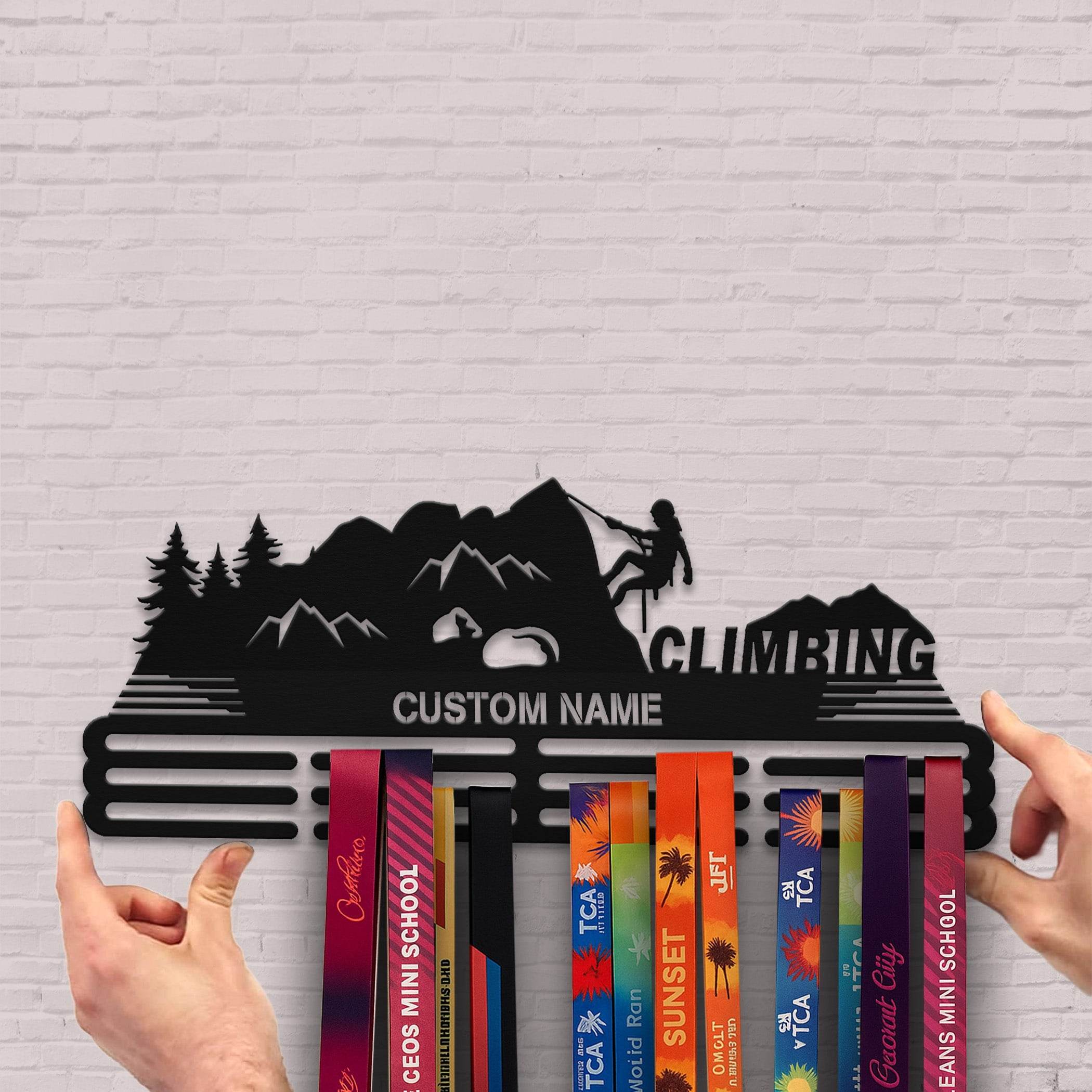Climbing Medal Hanger – Personalized Metal Medal Holder – Stainless Steel Wall Display Rack - Champion Hanger