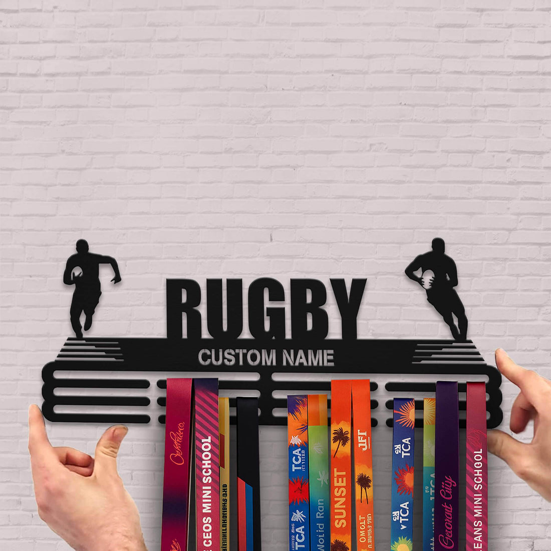 Rugby Medal Hanger – Personalized Metal Medal Holder – Stainless Steel Display Rack for Rugby Awards - Champion Hanger