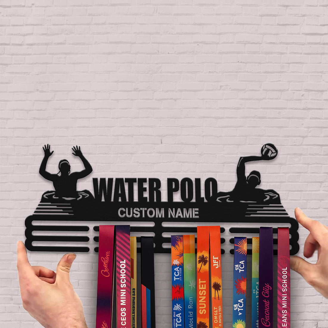 Stainless Steel Water Polo Medal Display – Personalized Wall Rack for Medals & Trophies - Champion Hanger