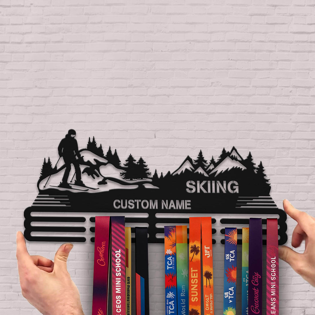 Skiing Medal Hanger – Personalized Metal Medal Holder – Stainless Steel Display Rack for Ski Awards - Champion Hanger