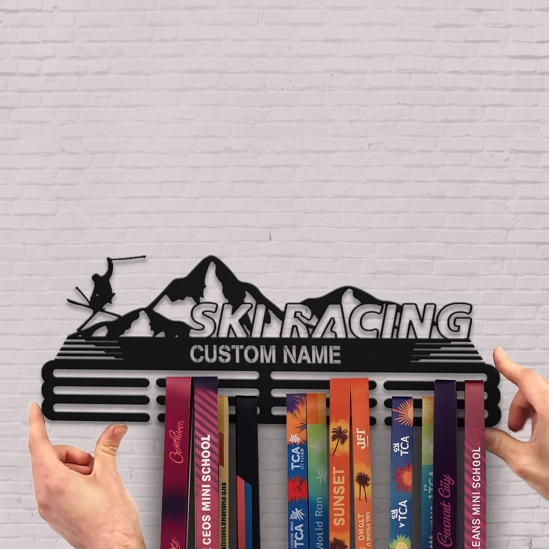 Personalized Skiing Medal Hanger with Custom Name | Stainless Steel Medal Holder | ChampionHanger - Champion Hanger