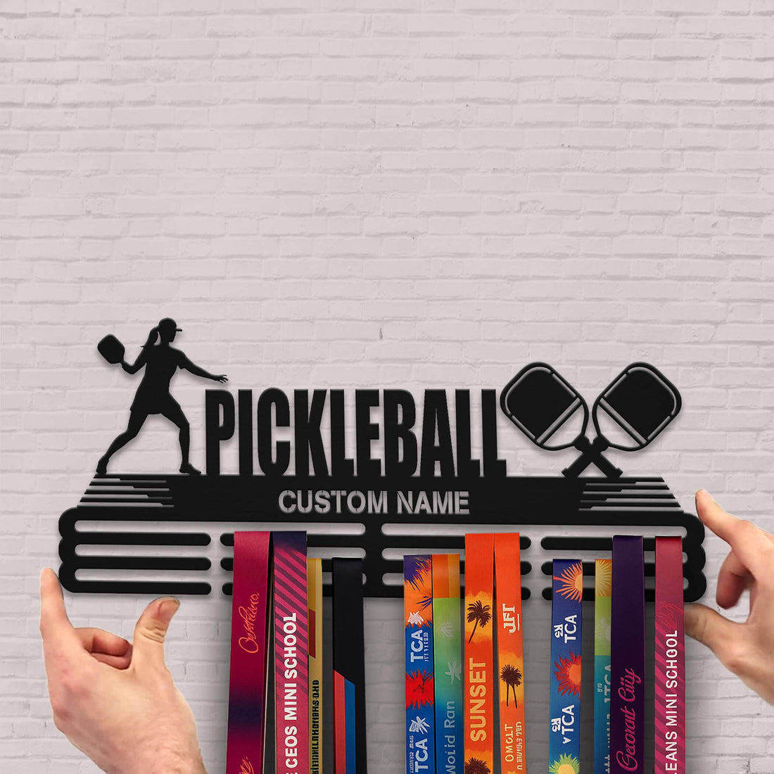 Pickleball Medal Hanger – Personalized Metal Medal Holder – Stainless Steel Wall Display Rack for Pickleball Awards - Champion Hanger