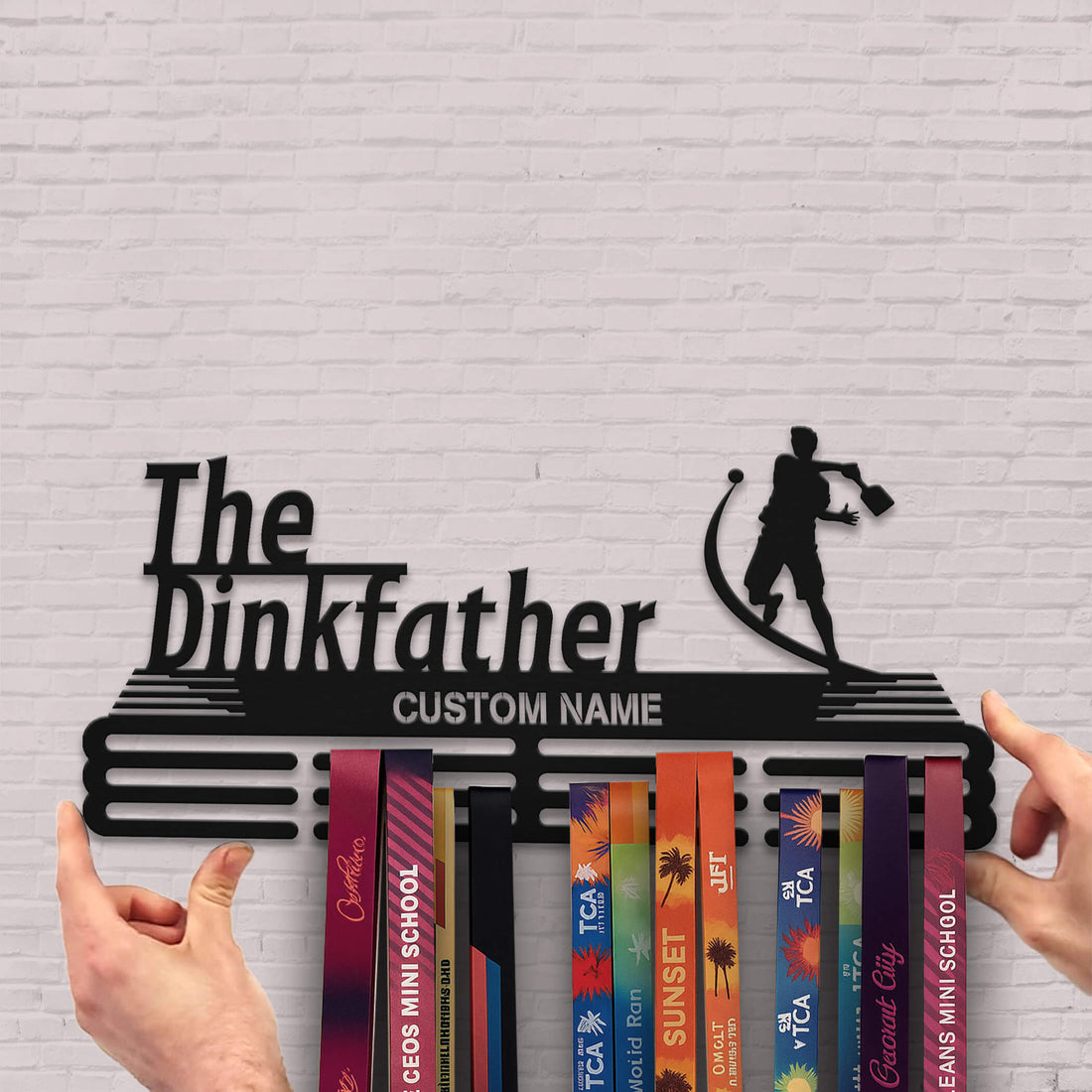 Stainless Steel Pickleball Medal Hanger – "The Dinkfather" Design | Custom Wall Rack for Pickleball Awards | ChampionHanger