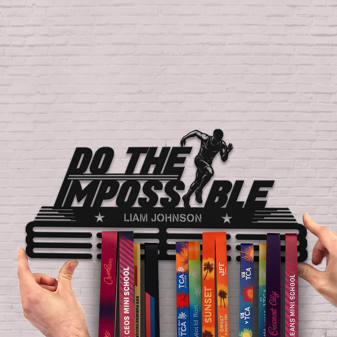 Do the Impossible Medal Hanger – Personalized Metal Medal Holder – Stainless Steel Wall Display Rack for Running Awards - Champion Hanger
