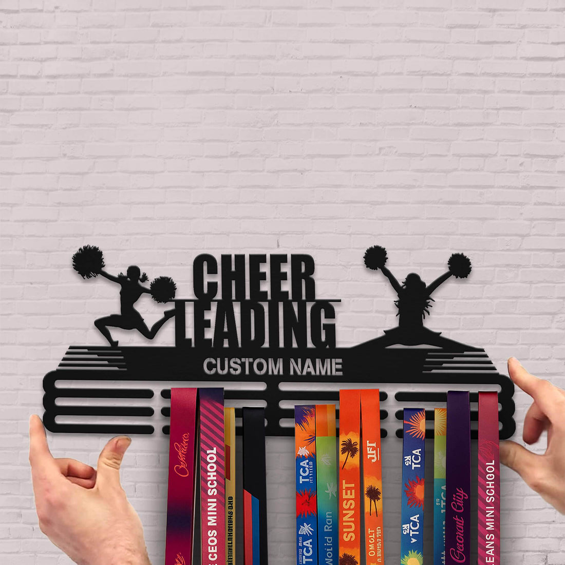 Cheerleading Medal Hanger – Personalized Metal Medal Holder – Stainless Steel Wall Display Rack for Cheerleading Awards - Champion Hanger
