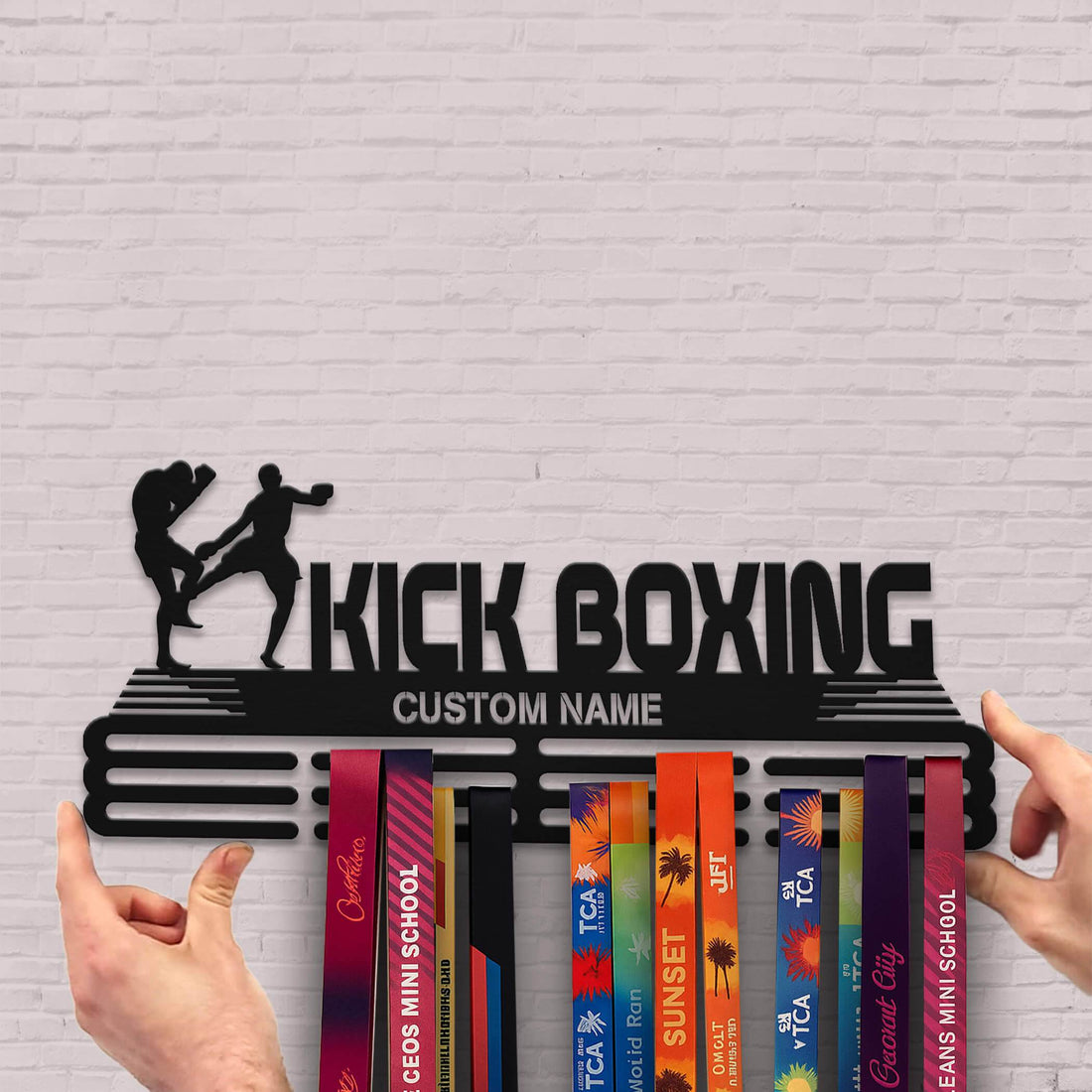 Personalized Kickboxing Medal Holder – Stainless Steel Wall Rack for Kickboxing Awards and Medals - Champion Hanger