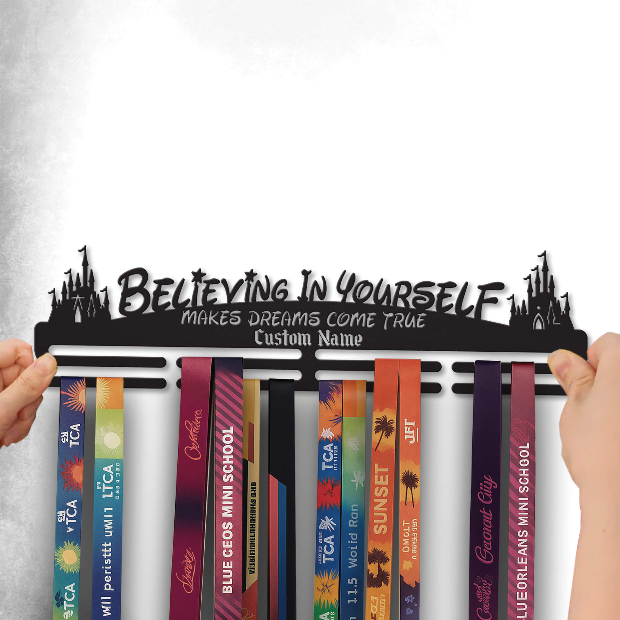 Stainless Steel Medal Hanger – Enchanted Marathon Theme with Inspirational Quote | ChampionHanger