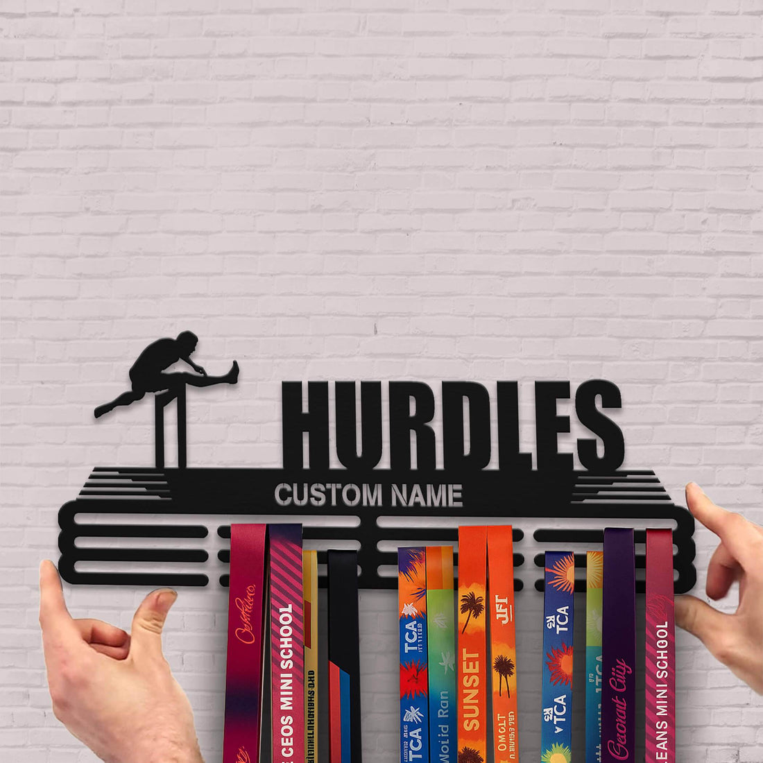 Hurdles Medal Hanger – Personalized Metal Medal Holder – Stainless Steel Wall Display Rack for Track & Field Awards - Champion Hanger