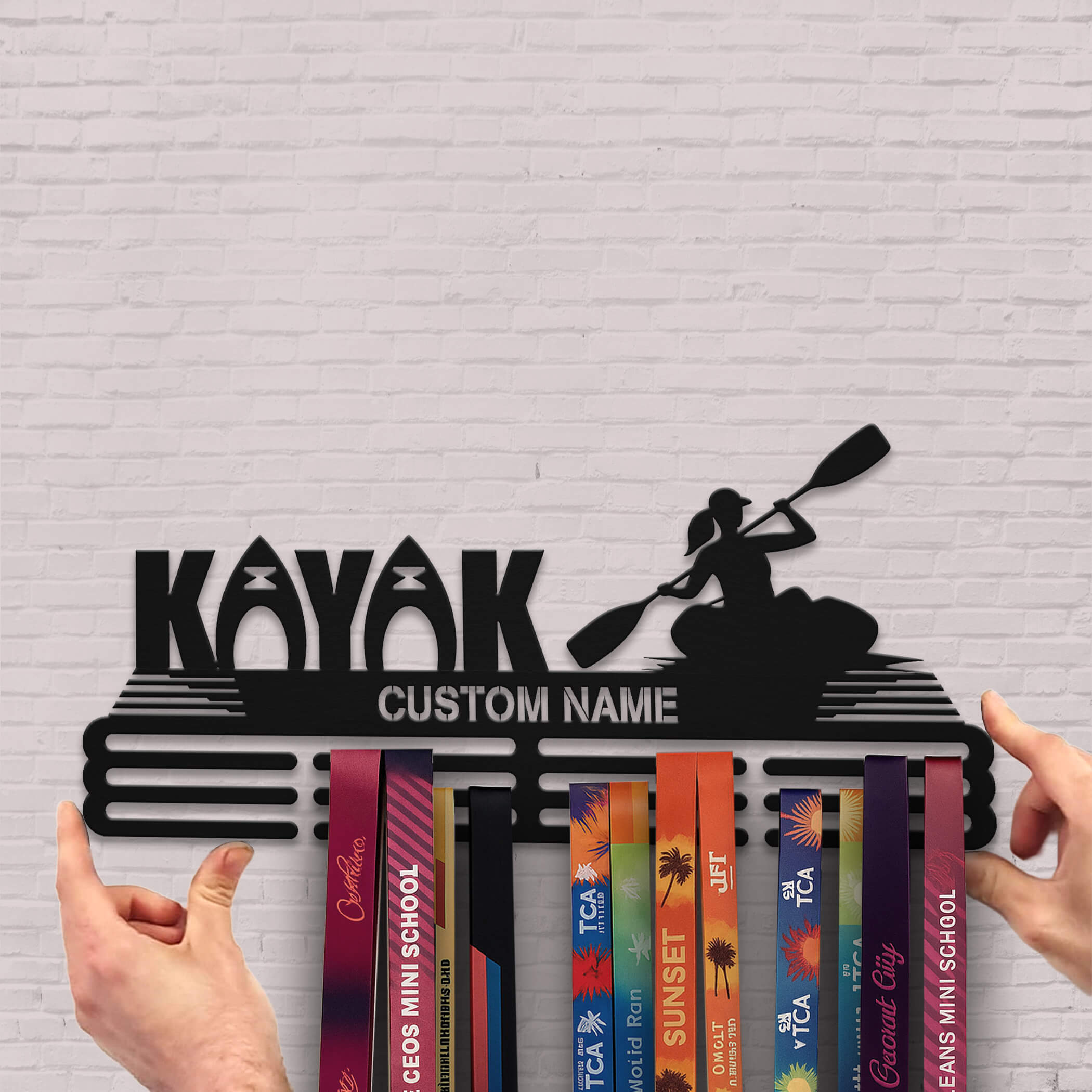 Personalized Kayak Medal Hanger – Stainless Steel Medal Holder with Custom Name | ChampionHanger
