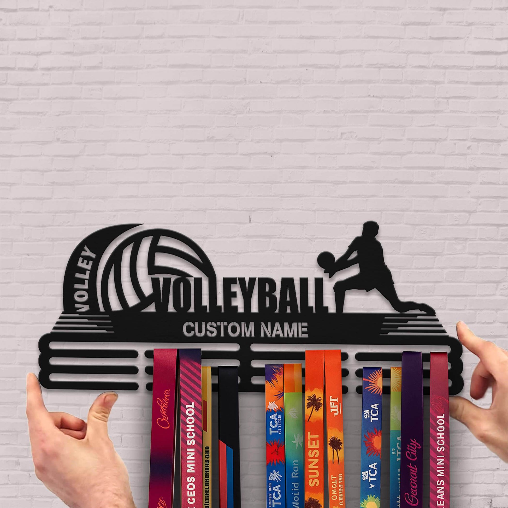 Personalized Volleyball Medal Holder – Stainless Steel Wall Rack for Displaying Awards - Champion Hanger