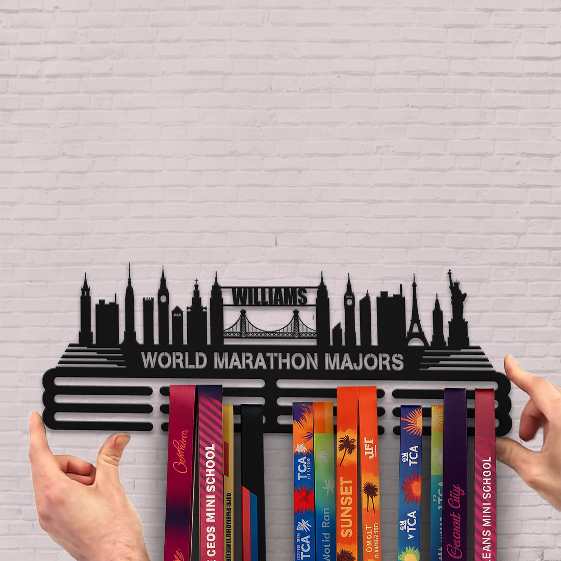 World Marathon Majors Medal Hanger, Custom Metal Medal Holder, Personalized Name Display Rack, Sports Awards Gift - Champion Hanger