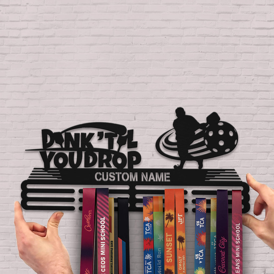 Personalized Pickleball Stainless Steel Medal Hanger – “Dink ’Til You Drop” | ChampionHanger