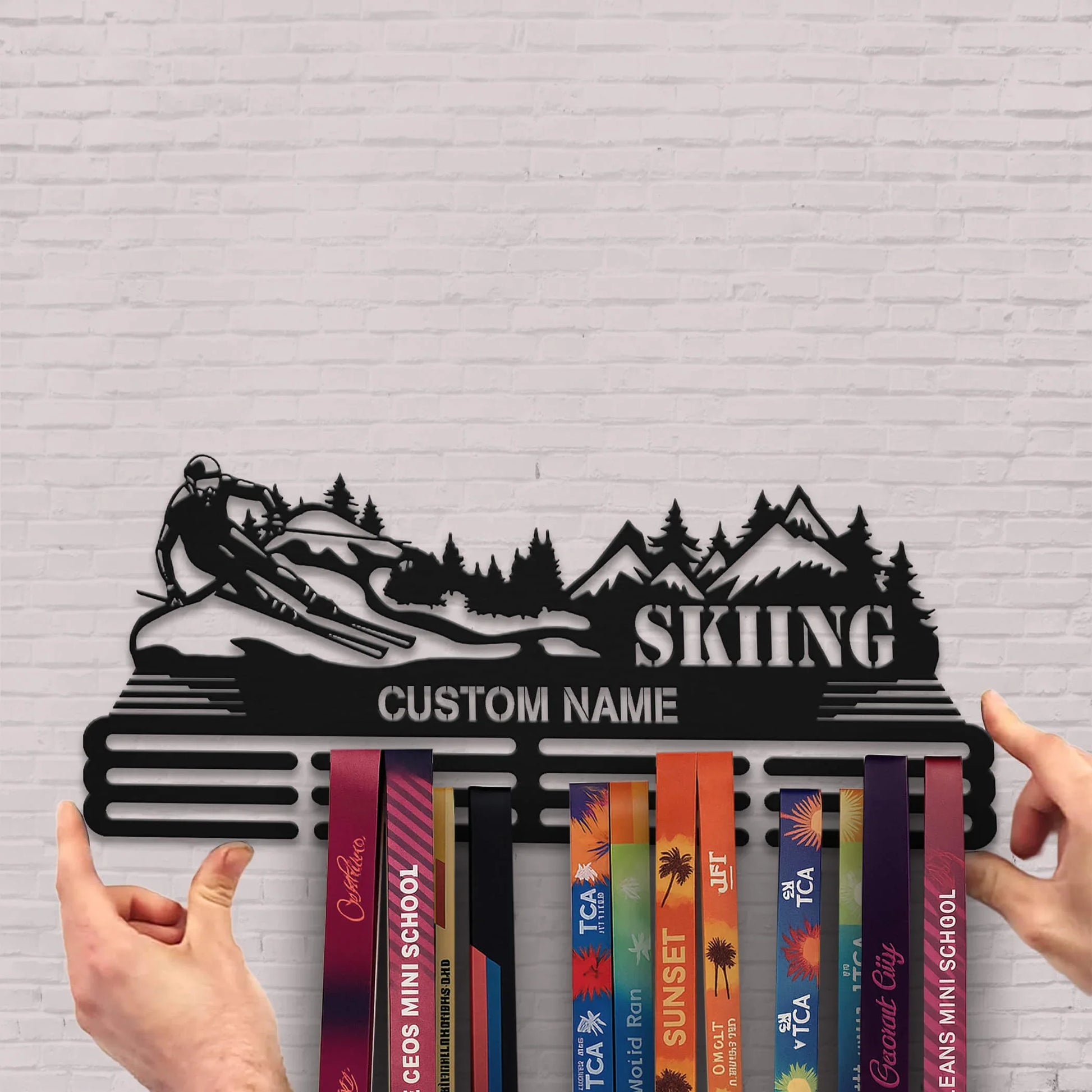 Personalized Skiing Medal Hanger – Custom Stainless Steel Medal Holder | ChampionHanger - Champion Hanger