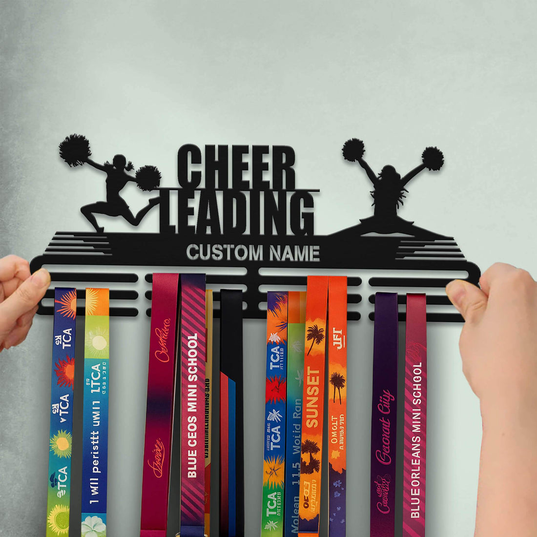 Cheerleading Medal Hanger – Personalized Metal Medal Holder – Stainless Steel Wall Display Rack for Cheerleading Awards - Champion Hanger