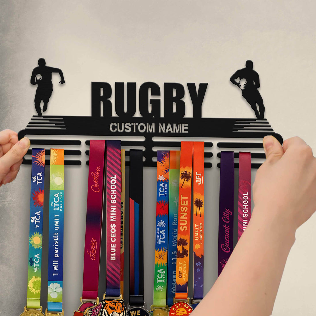 Rugby Medal Hanger – Personalized Metal Medal Holder – Stainless Steel Display Rack for Rugby Awards - Champion Hanger