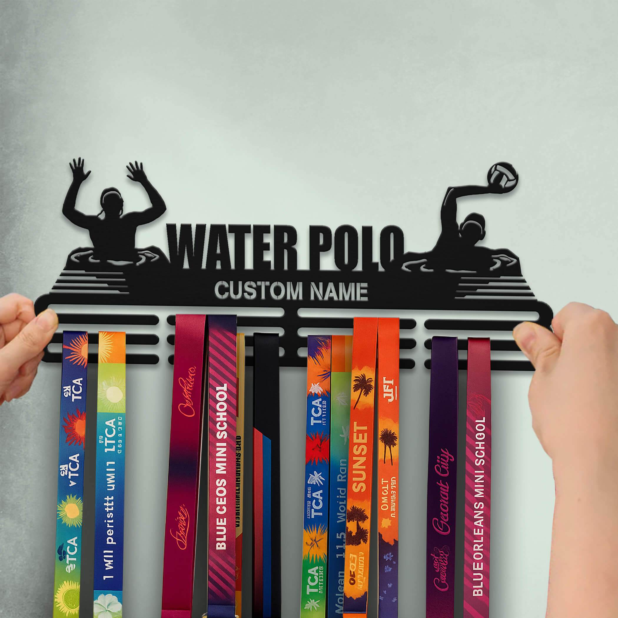 Stainless Steel Water Polo Medal Display – Personalized Wall Rack for Medals & Trophies - Champion Hanger