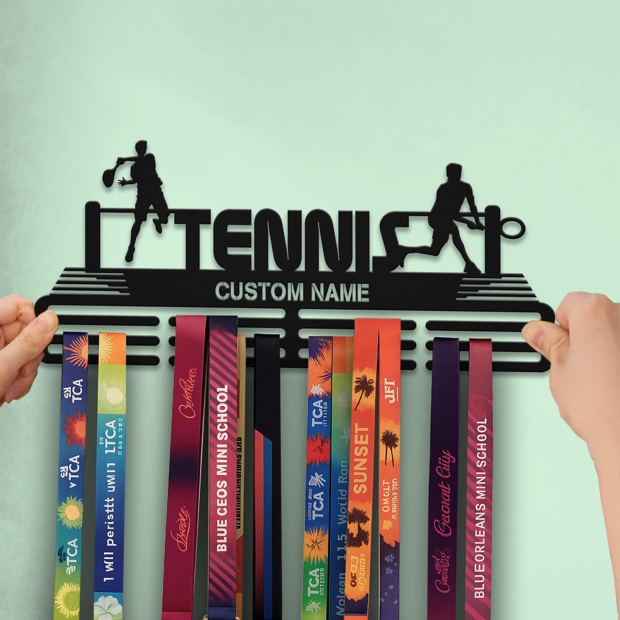 Personalized Stainless Steel Tennis Medal Hanger with Custom Name | ChampionHanger