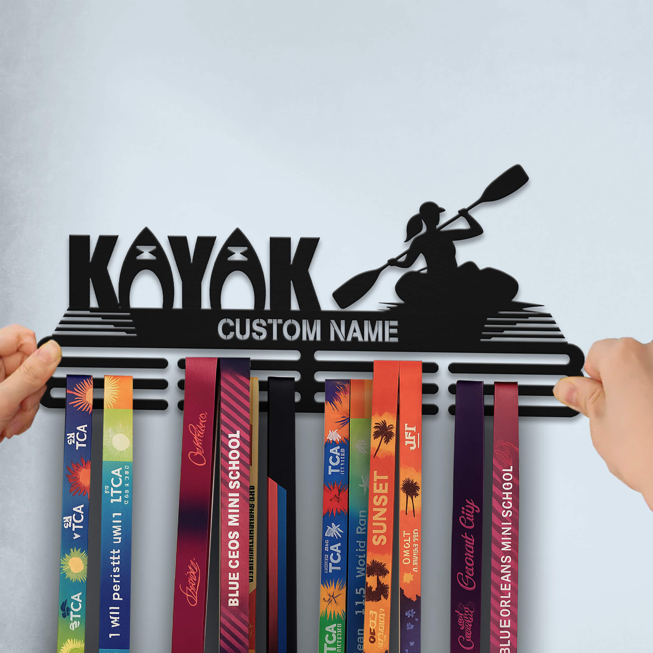 Personalized Kayak Medal Hanger – Stainless Steel Medal Holder with Custom Name | ChampionHanger