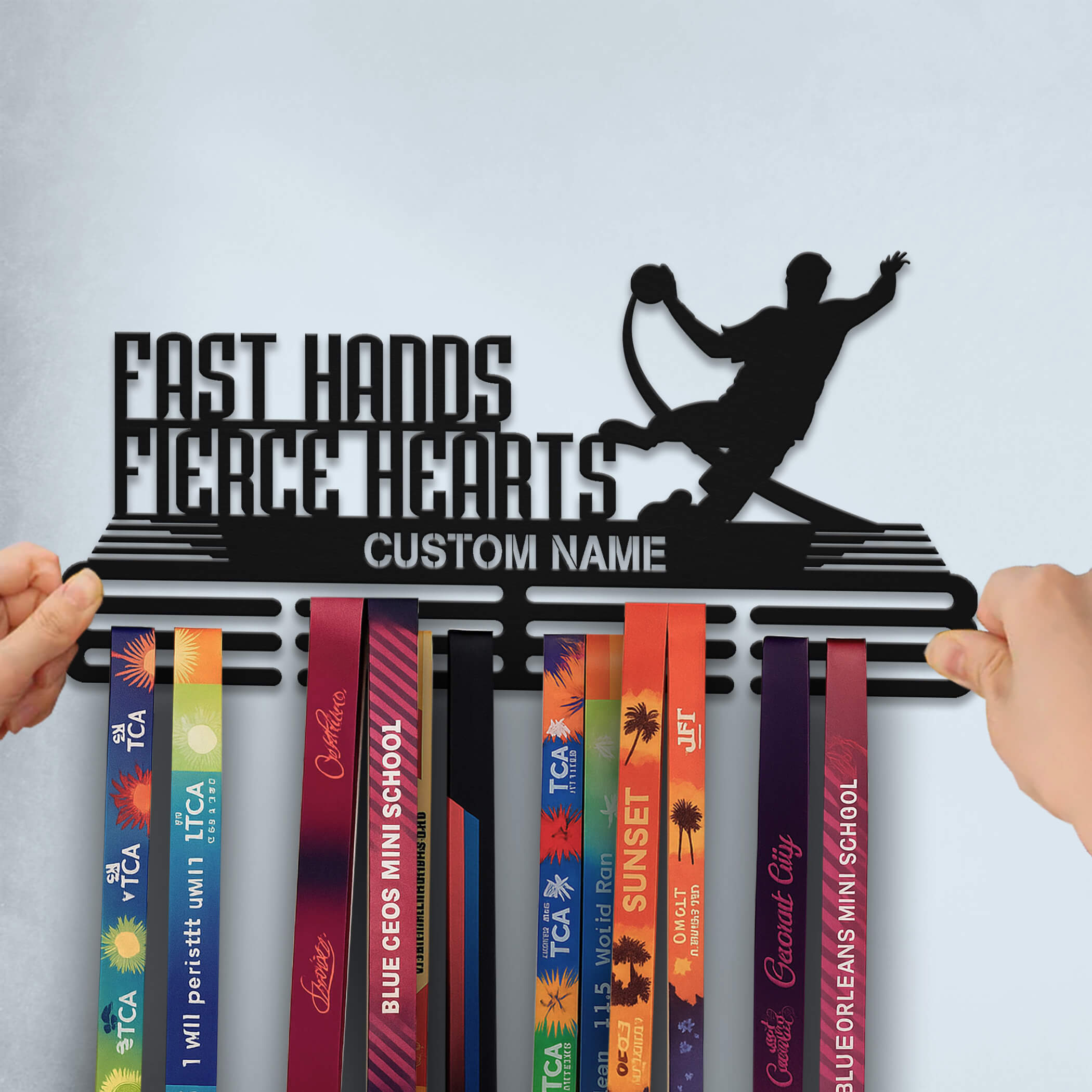 Personalized Handball Medal Hanger – Stainless Steel Medal Holder with Custom Name & Quote "Fast Hands Fierce Hearts" | ChampionHanger